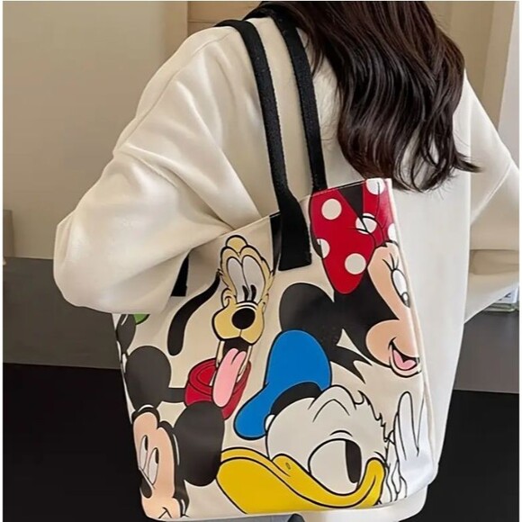 Large Canvas Disney Pluto Weekender Bag Tote 12" Red Handles Lined - Picture 3 of 10